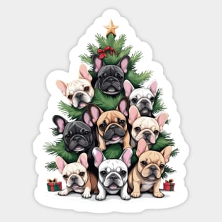 French Bulldog Christmas tree, french bulldog lovers gifts and Merry Christmas Sticker